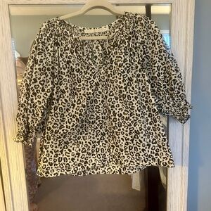 Marie Oliver Leopard Print Women's Top Blouse - Medium
